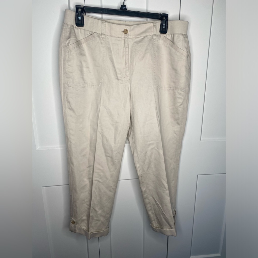 🚫SOLD🚫J. Jill Roll Tab Line Blend Crop Straight Pants Women’s Size XL